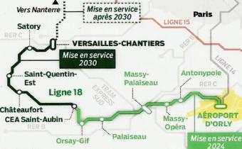 Ligne 18 reliant Aéroport d'Orly à Versailles-Chantiers