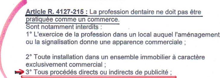 Code de déontologie des chirurgiens-dentistes, art. R. 4127-215.